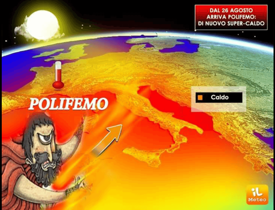 Dal 26 agosto arriva Polifemo: nuova ondata di caldo africano