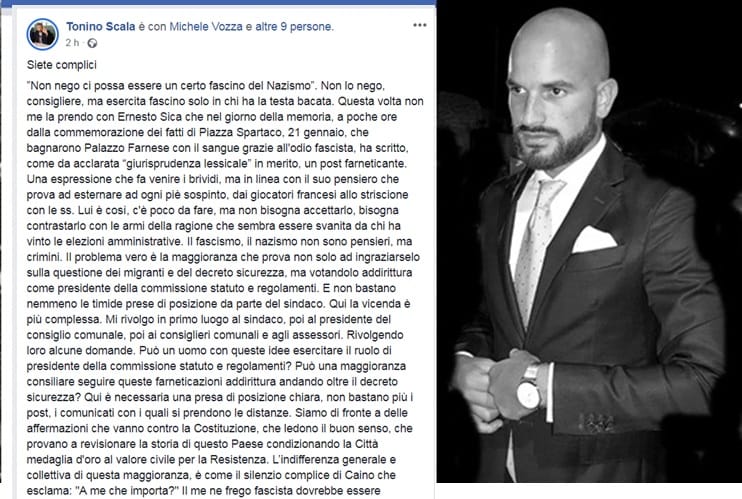 C.mare : il consigliere Scala: “Sica contro la costituzione. Il fascismo, il nazismo non sono pensieri, ma crimini.