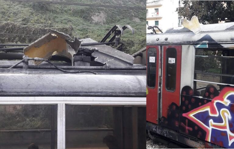 Disastro Circum- Castellammare di Stabia, si scoperchia tetto del treno: paura per i viaggiatori